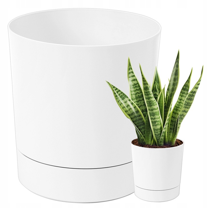 Ghiveci de flori rotund Lamela Aura, 38cm, Alb
