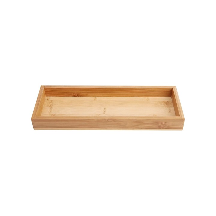 Tava de toaleta din lemn Enforose, dreptunghiulara, cu margini netede, design compact, 30x20cm