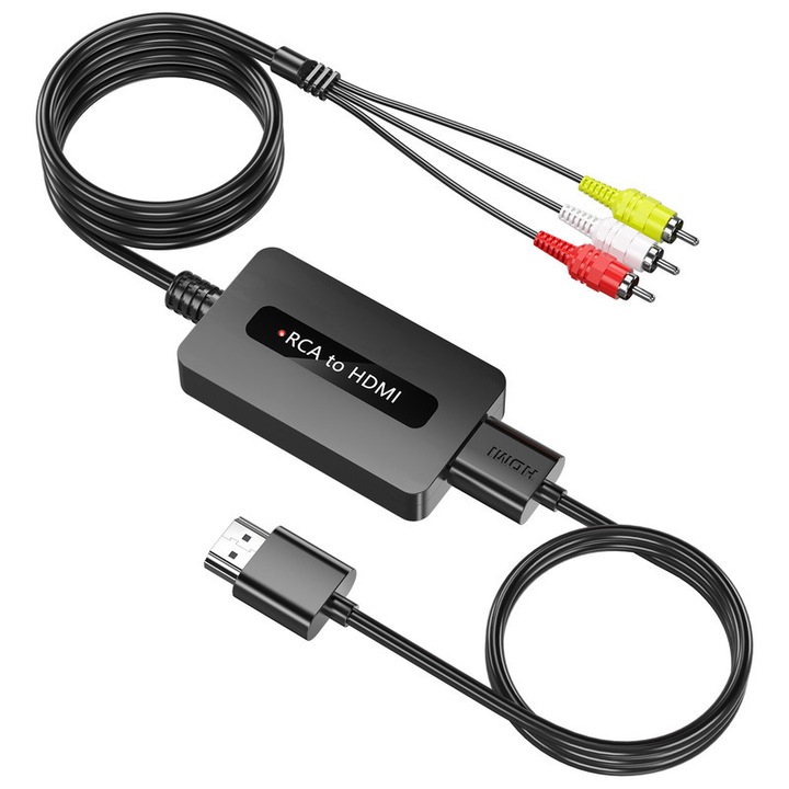 Converter RCA la HDMI, 720P/1080P, set cu cabluri RCA si HDMI, 920x40x14mm, negru