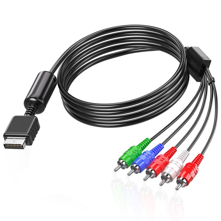 OEM YPbPr HD komponens kábel PS2/PS3/PS3 Slim-hez, 1,8 m, fekete