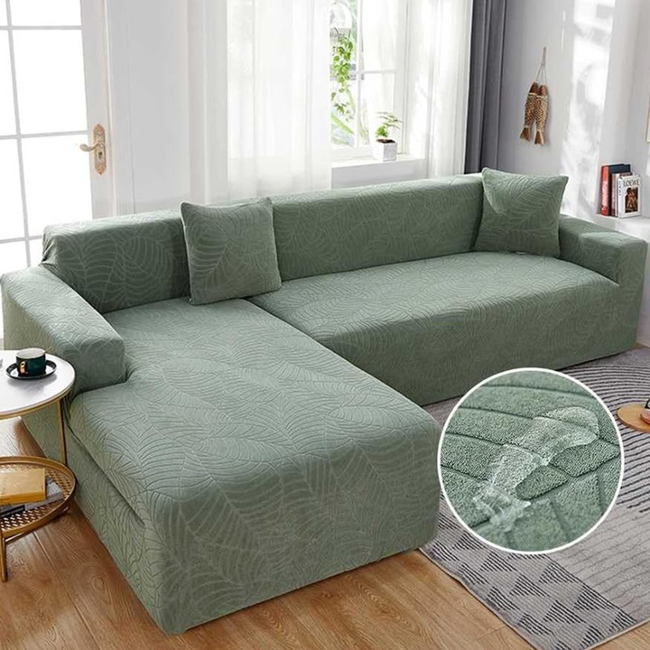 Husa canapea universala Enforose, material jacquard elastic, protectie impotriva petelor, verde, 100x100cm