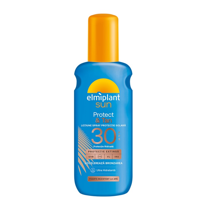 Слънцезащитен спрей - лосион Elmiplant, Tan&Protect SPF 30, 150мл