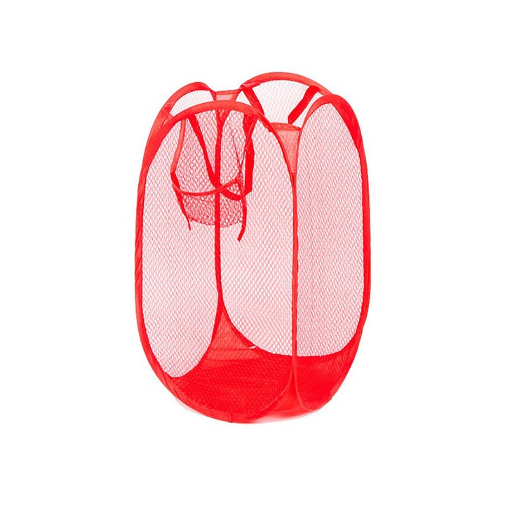 Cos de rufe, negru, poliester, 30x30x44cm, capacitate 39.6l, rosu