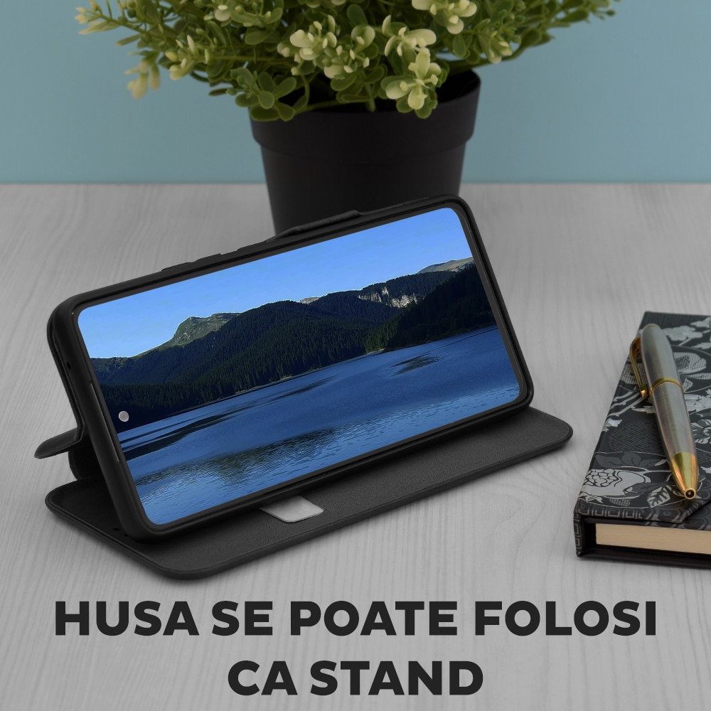 Husa pentru Honor Magic 8 Lite Tip Carte, Safe Wallet Plus, Functie de Stand, Calitate Premium, Antisoc, Protectie Sporita, Negru