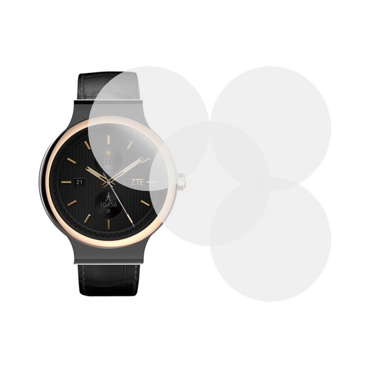 Комплект от 4 фолиа, съвместими с ZTE Axon Watch, Comando Shield Full Glue, възобновяем хидрогел силикон, Anti-shock и против счупване, SlimLine NanoShield, Transparent