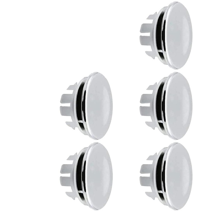 Capac decorativ pentru chiuveta, Enforose, otel inoxidabil, finisaj cromat, set de 5 bucati