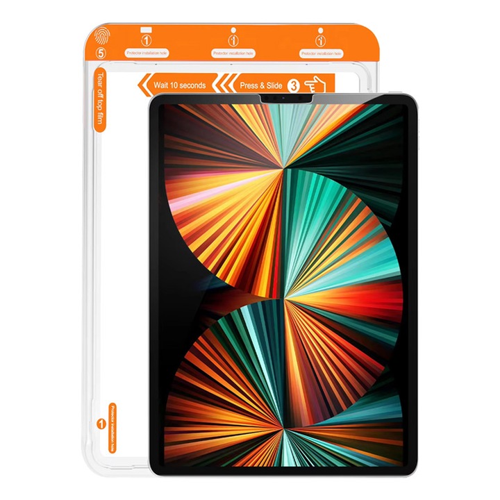 Folie temperata pentru tableta, set de 2, compatibila cu iPad Pro 11", sticla calita, anti-amprente, ultra HD