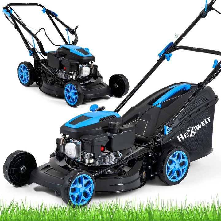 Hexwelt KS-200 Benzines fűnyírógép, 9 LE, 4 ütemű, 200 CC, 51 cm munkaszélesség, Vágási magasság 25 - 75 mm, 8 vágási sebesség, 60 L kosár