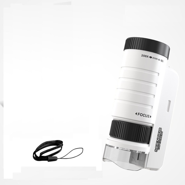 Microscop portabil MicroFlip 60X-200X, iluminare, negru/alb