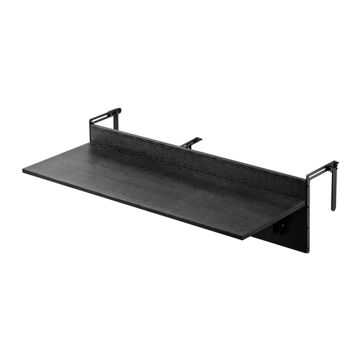Висяща маса, сгъваема, за балкон, Неръждаема стомана/Дърво, max 25 kg, 1220 x 450 x 240 mm, Черна