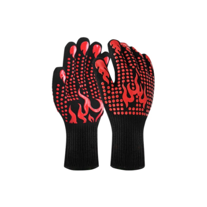 Hokretme konyhai kesztyű, hőszigetelő, magas hőmérsékletnek ellenálló, tűzálló, 500 fok