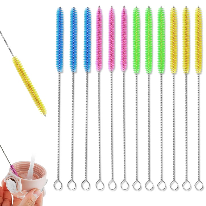 Perie de curatare din nylon elastic, Enforose, pentru sticle lungi, rezistenta la rugina, sigura pentru utilizare in bucatarie, lavabila in masina de spalat vase