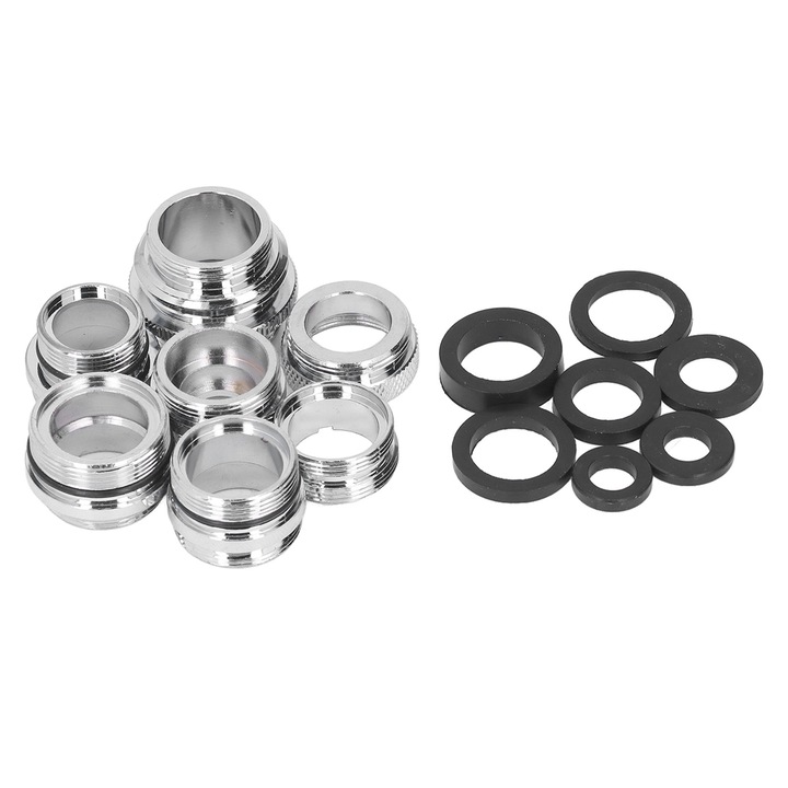 Set 7 adaptoare robinet masculin/feminin cu garnituri, HERUSI, alama, durabil, etans