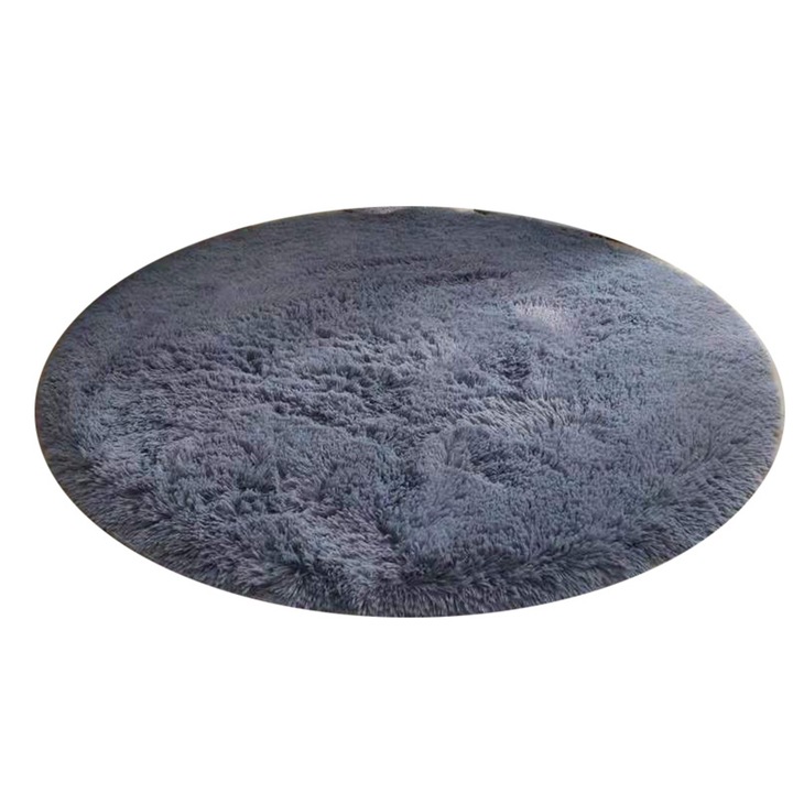 Covoras rotund din fibra de poliester, stil nordic, moale, shaggy, lung, din plus, pentru dormitor