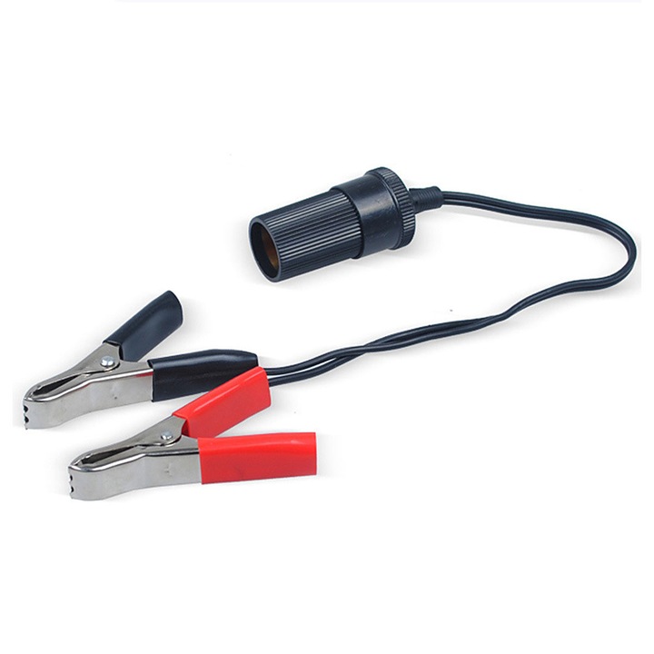 Autós szivargyújtó adapter, TNEAYWHE, 12 V-os hosszabbító, gyorstöltés, krokodilcsipesz, piros-fekete