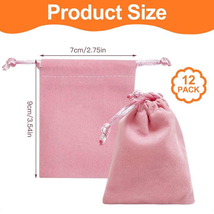 Saci din catifea, Enforose, set 12 bucati, reutilizabili, pentru bijuterii