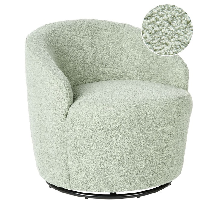 Fotoliu rotativ Davik Boucle Verde deschis
