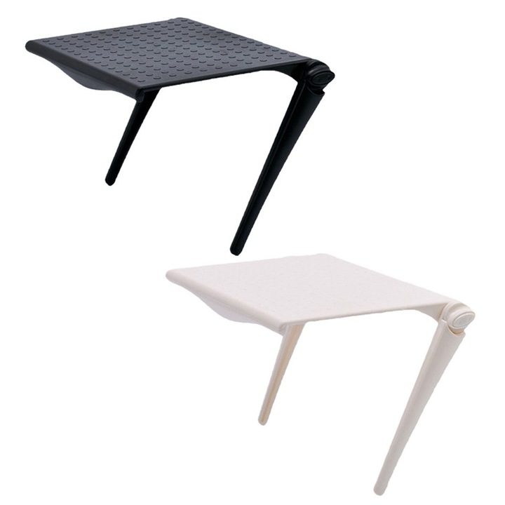 Raft reglabil pentru monitor, Enforose, alb-negru, 2 bucati, ABS, design pliabil