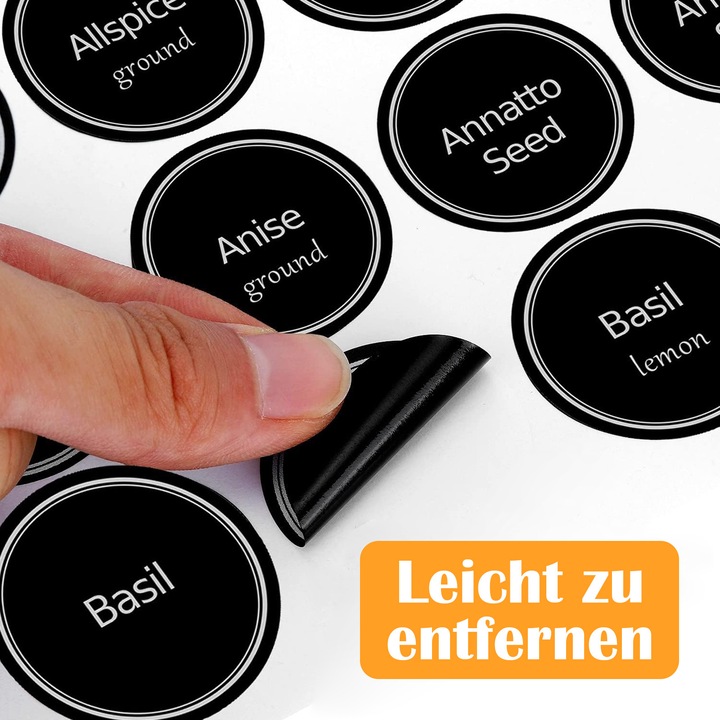 Enforose öntapadós fűszertartó címkekészlet, tartós vinil, könnyen olvasható, 288 darab