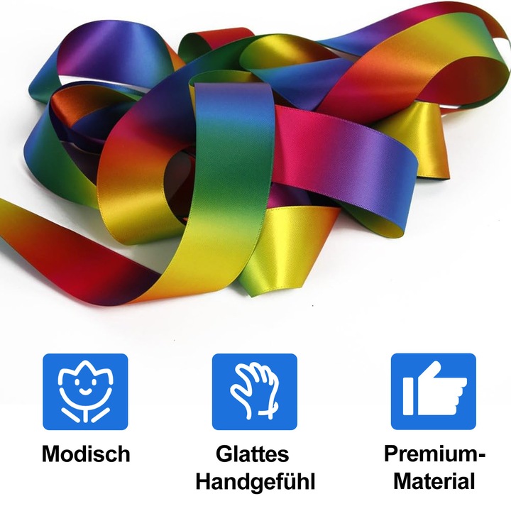 Ribona decorativa set 2cm x 22m, Enforose, satin dublu fata, multicolor, material poliester