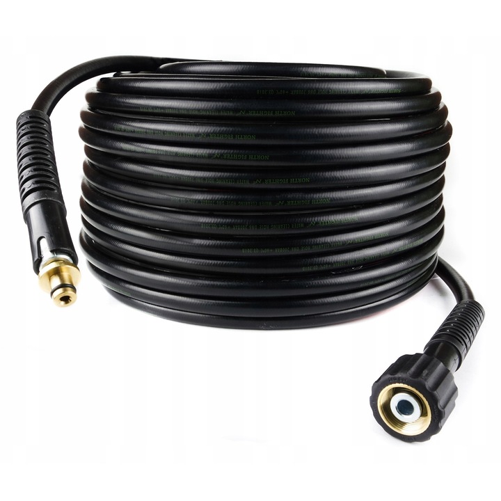 Furtun, 5m, Bisanti, pentru aparate de spalat cu presiune, conectori tip click, rezistent, 200 bar