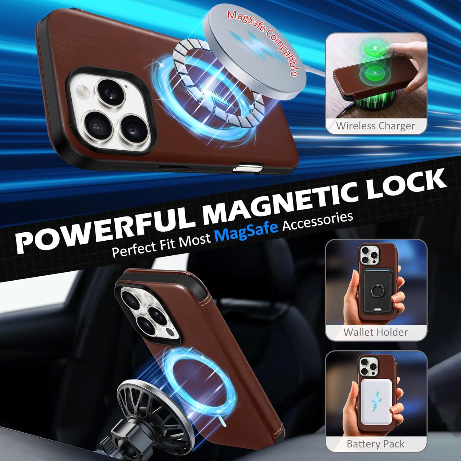 Husa de protectie pentru iPhone 16 Pro, Shieldon, Rezistenta la Socuri, din Piele, Slim, Cafeniu
