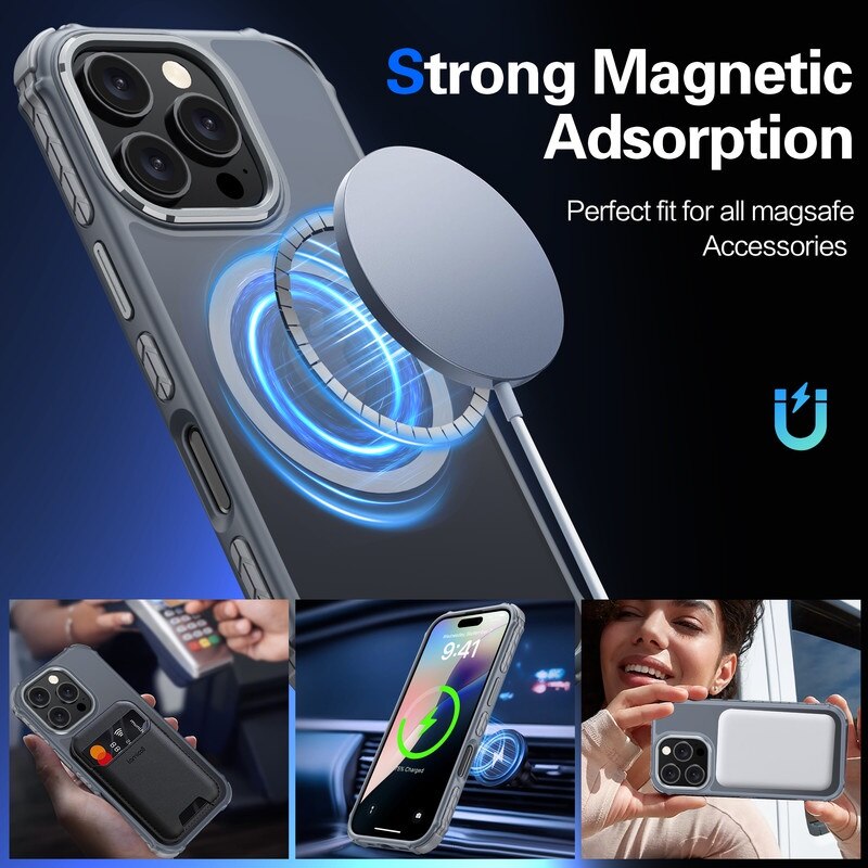 Husa compatibila cu Iphone 16, Tehnologie MagSafe, cu protectie de camera, Negru