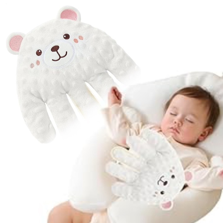 Baba alvópárna, simogató, távirányító, nyugtató tenyér, önaltató, feneket simogat, fehér, baba 0-36 hónapos