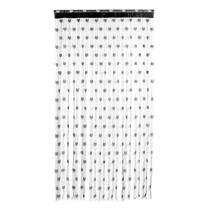 Завеса с брокатени нишки, AMRINUGL, черна, 100x170 см, с ресни, за разделяне на стая