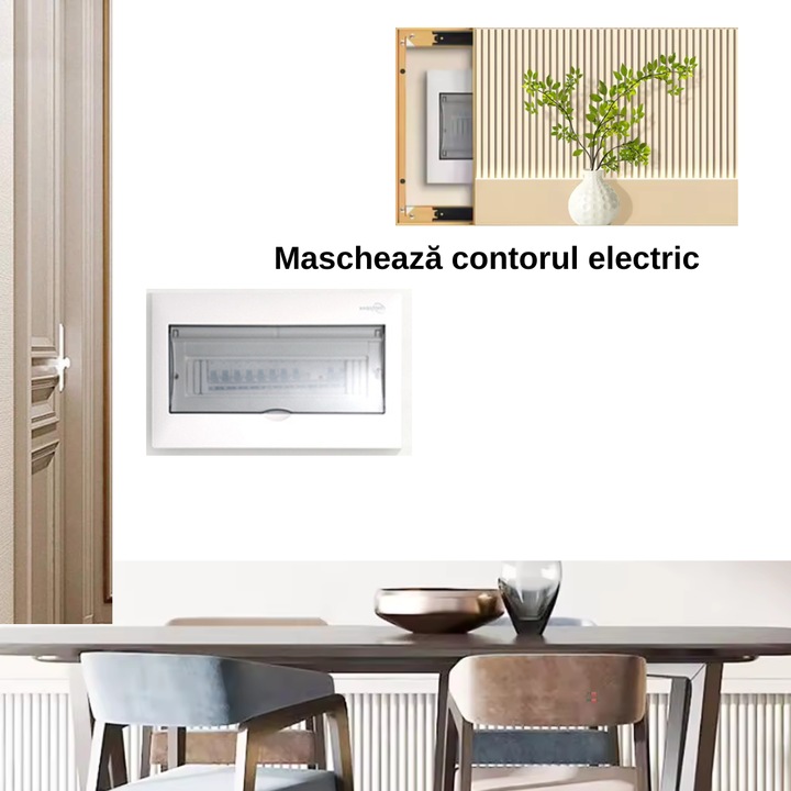 Tablou decorativ pentru contorul electric pe sina cu Pictura decorativa, Aluminiu, SeLeSe folosit pentru mascarea contorului