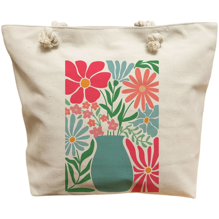 Vászon hordtáska nőknek Boho Style 17, 40x51 cm, fehér, BEKZ