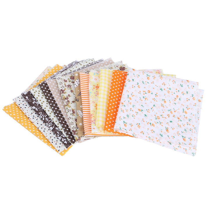 Pamut textil anyag, 14 darab, egyedi nyomat, 25x25cm