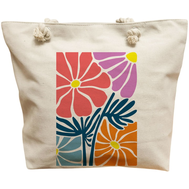 Vászon hordtáska nőknek Boho Style 11, 40x51 cm, fehér, BEKZ