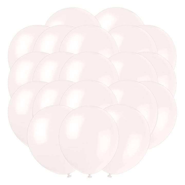 Fehér gyöngyház latex lufik, 100 darabos szett, nem mérgező, tartós, partikra és rendezvényekre
