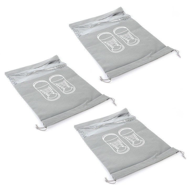 Saci de incaltaminte portabili, AMRINUGL, multifunctionali, fara miros, cu fereastra transparenta, material respirabil, set