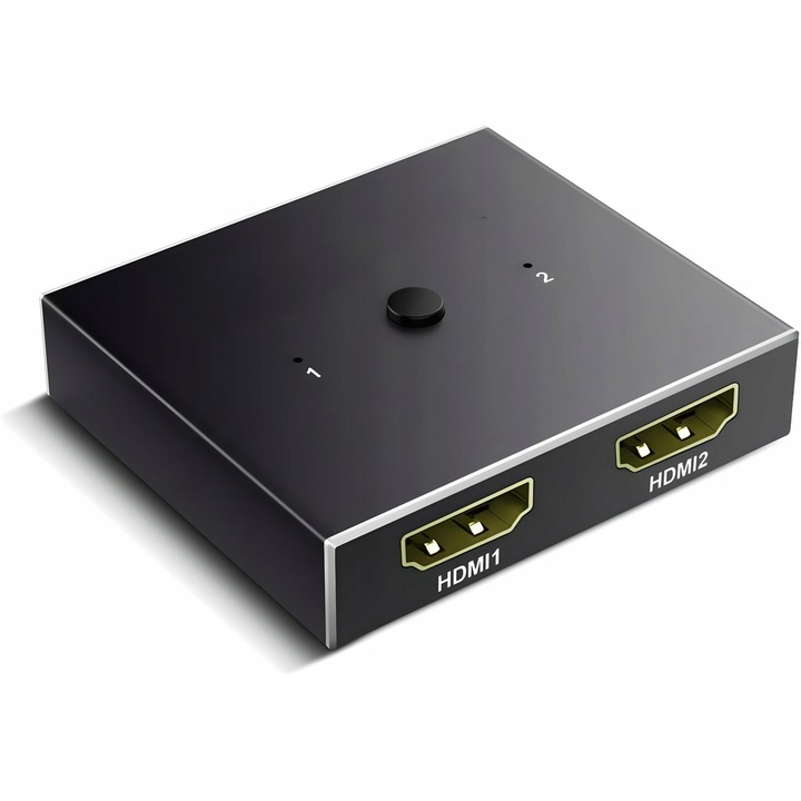 Kapcsoló HDMI 2x1 4K 60Hz, HDR kompatibilitás, fém, Plug & Play