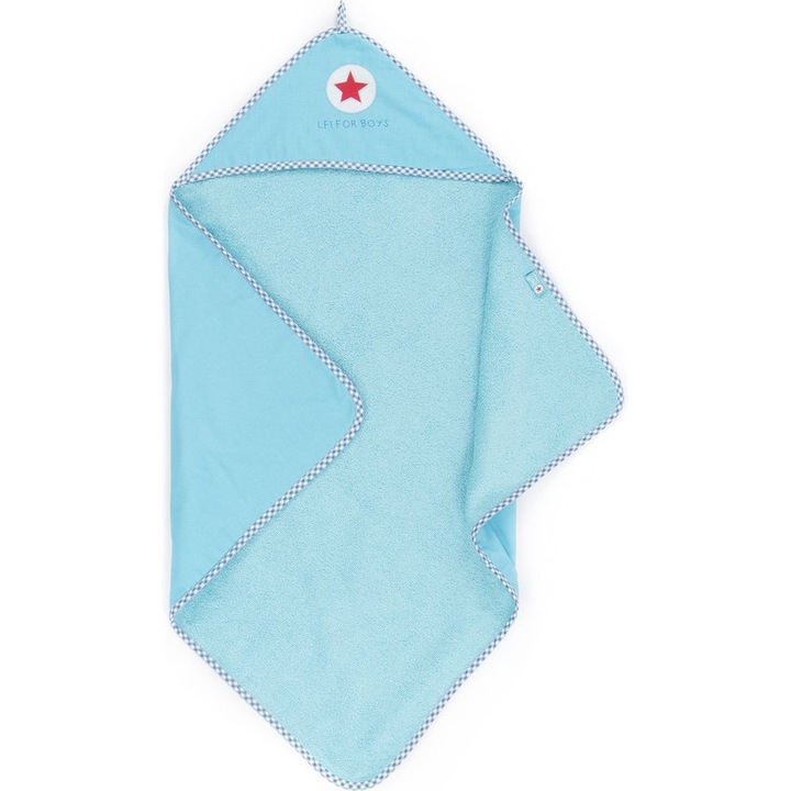 Prosop de baie cu gluga, pentru bebelusi, bumbac premium, super-absorbant, turquoise, 75x75 cm