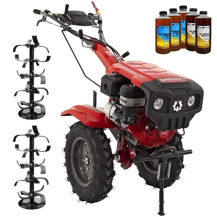 Motocultor Rotakt Partizan RO15R 2-PTO, motor 15CP, 2+1 viteze, latime lucru 56-135 cm, freze, roti cauciuc 5.00-12", capota far led, 2 prize de putere, 5l ulei