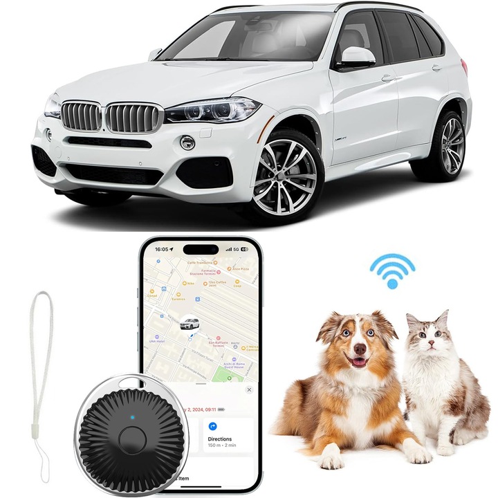 Dispozitiv Antipierdere GPS Tracker, Fudisenn®, Compatibil Apple Aplicatie FindMy, Partajare Multi-device, Acoperire Globala, Memento de sunet, Memento Deconectare, pentru Masini, Copii, Batrani, Chei, Bagaje, Portofele, Pisici, caini, Negru