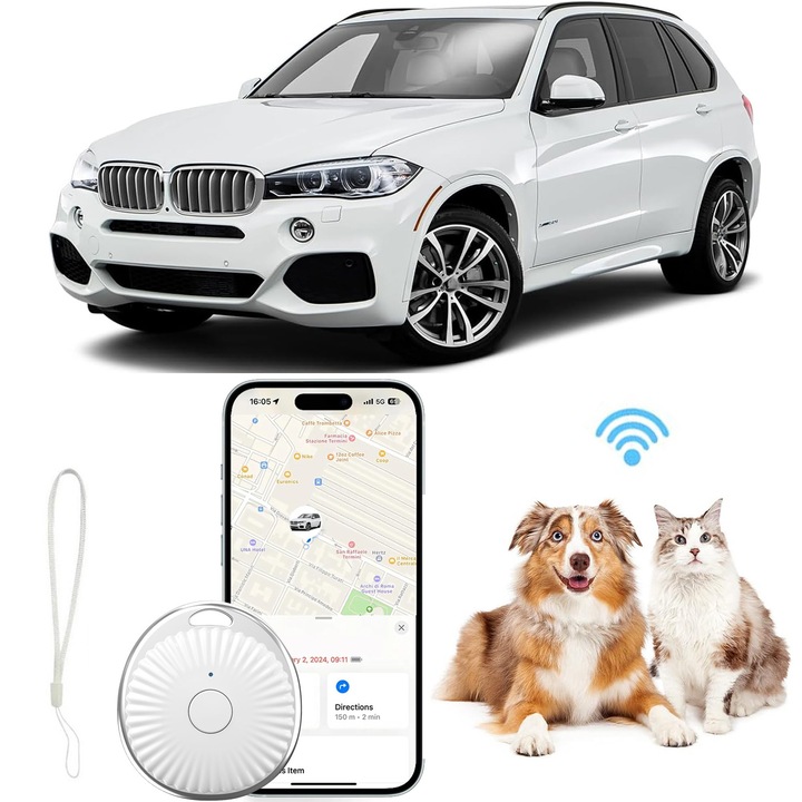 Dispozitiv Antipierdere GPS Tracker, Fudisenn®, Compatibil Apple Aplicatie FindMy, Partajare Multi-device, Acoperire Globala, Memento de sunet, Memento Deconectare, pentru Masini, Copii, Batrani, Chei, Bagaje, Portofele, Pisici, caini, Alb