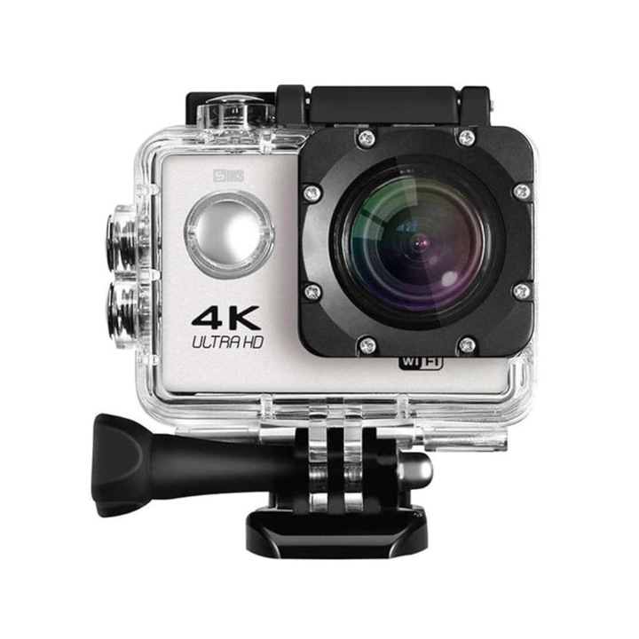 SIKS Sport 4k камера, водоустойчива, фото/видео, LCD екран, бяла