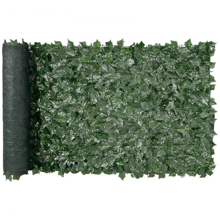 Gard artificial de confidentialitate, frunze de iedera, 99 x 249 cm, din plastic, verde