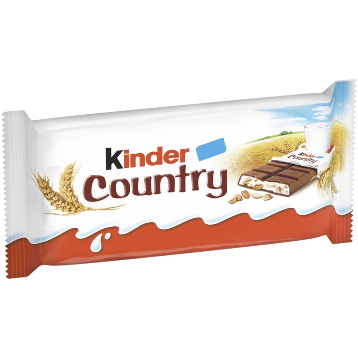 Ciocolata cu lapte cu umplutura fina de lapte si cereale Kinder Country, 94g