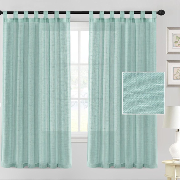 Завеси от текстуриран памук, Enforose, бели, 100x170см, комплект полупрозрачни завеси с бронзови халки