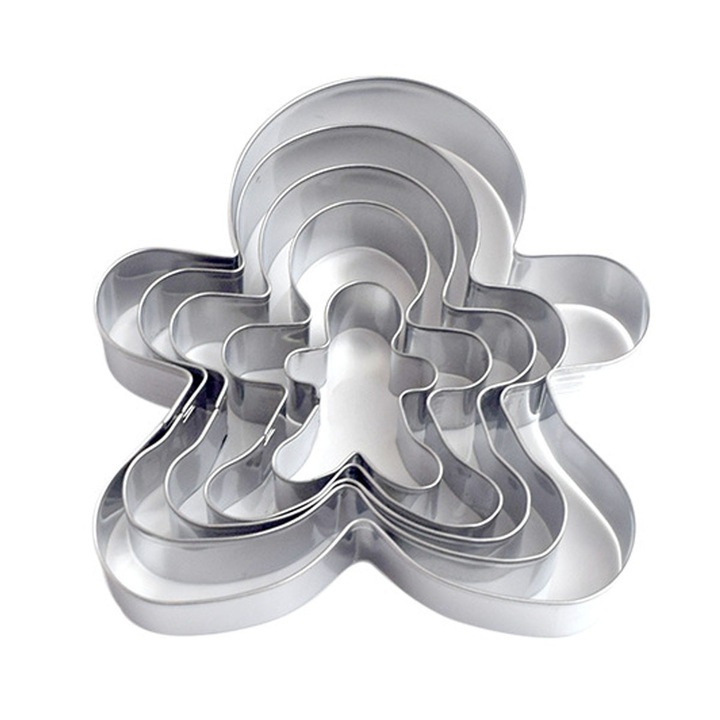 Set forme prajituri Enforose, om de turta dulce, multicolor, 5 bucati, 100x100cm