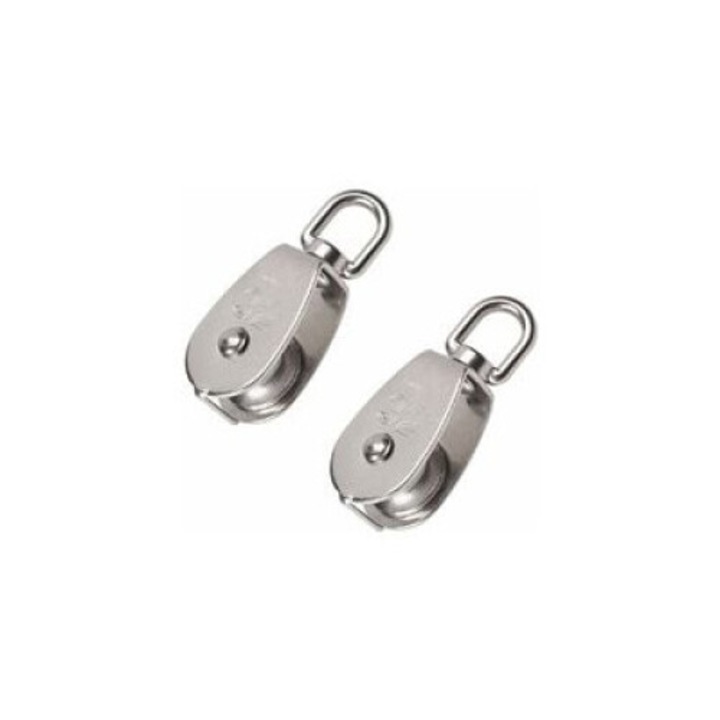 Bloc de scripete unic din inox, rezistent la uzura, pivotare 360°, 250kg, set 2 buc.