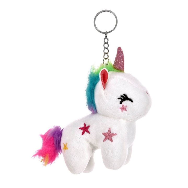 Kulcstartó gyerekeknek Unicorn Rainbow Mane Tail plüss 14cm