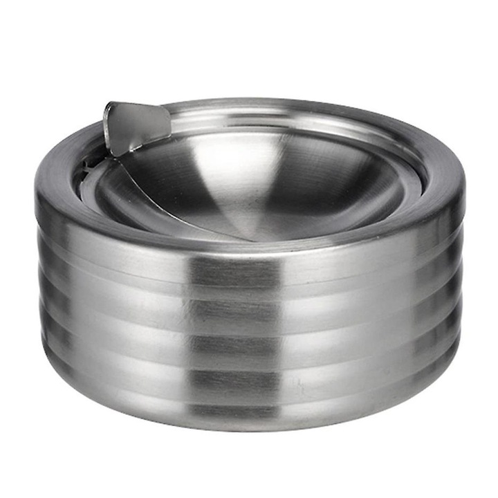 Scrumiera metalica, Enforose, design rezistent la vant cu capac, utilizare interioara si exterioara, inox, usor de curatat