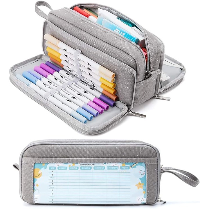 Suport articole birou Enforose, dispozitiv de impachetat, capacitate mare, buzunare din plasa, culoare mahon, dimensiuni variate