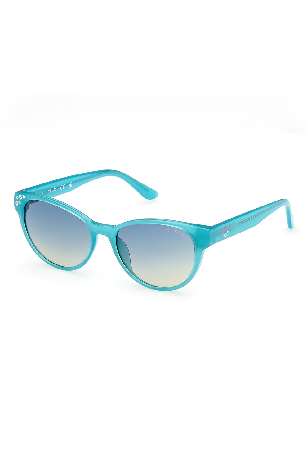 GUESS KIDS, Ochelari de soare rotunzi cu logo, Albastru glaciar, 49-15-135